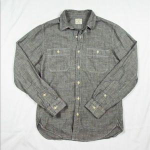XL Gray Chambray Cotton Long Sleeve Button Up